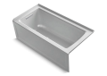 Kohler® 1946-LA-95 Archer® Bathtub With Integral Apron and Integral Flange, Soaking Hydrotherapy, Rectangular Shape, 60 in L x 30 in W, Left Drain, Ice Gray™