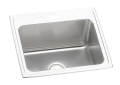 Elkay® DLR2522101 Lustertone™ Classic Kitchen Sink, Rectangle Shape, 21 in L x 15-3/4 in W Bowl x 10 in D Bowl, 1 Faucet Holes, 25 in L x 22 in W x 10-3/8 in H, Drop-In Mounting, Stainless Steel