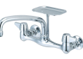 Central Brass 0048-UA1 Kitchen Faucet, 1.5 gpm Flow Rate, 7-7/8 to 8-1/8 in Center, Swivel Tubular Spout, Polished Chrome, 2 Handles
