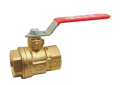 Red and White 5044F-1-1/2 Brass 1-1/2 inch Female x 1-1/2 inch Female Full Port Ball Valve