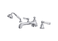 Rohl U.3737L-APC Edwardian 4-Hole Deck Mount Low Level Spout Tub Filler with Handshower - Polished Chrome