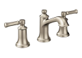 Moen® TV6805BN Dartmoor High Arc Bathroom Faucet, 1.2 gpm Flow Rate, 4-1/16 in H Spout, 8 to 16 in Center, Brushed Nickel, 2 Handles, Lift Rod Drain, Domestic