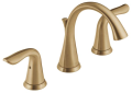 DELTA® 3538-CZMPU-DST Lahara® Widespread Lavatory Faucet, Commercial, 1.5 gpm Flow Rate, 3-5/8 in H Spout, 4 to 16 in Center, Brilliance® Champagne Bronze, 2 Handles, Pop-Up Drain