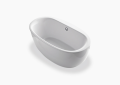 Kohler® 6369-0 Sunstruck® Bathtub With Fluted Shroud, Soaking Hydrotherapy, Oval Shape, 66 in L x 36 in W, Center Drain, White