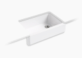 Kohler® 5827-0 Whitehaven® Self-Trimming Kitchen Sink With Tall Apron, Rectangular Shape, 32-11/16 in W x 9-5/8 in D x 21-9/16 in H, Reinforced Base Mount, Enameled Cast Iron, White