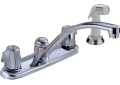 DELTA® 2400LF Kitchen Faucet, 1.8 gpm, 8 in Center, Swivel Spout, Chrome Plated, 2 Handles, Side Spray(Y/N): Yes, Commercial