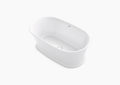 Kohler® 8333-0 Memoirs® Bathtub With Center Toe-Tap Drain and Kohler® Lithocast® Gloss Cover, Oval Shape, 66-3/16 in L x 36-2/16 in W, Center Drain, White