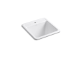 Kohler® 19022-1-0 Park Falls™ Utility Sink, White, Rectangular Shape, 17-1/2 in L x 15-3/16 in W Bowl x 12-1/2 in D Bowl, 1 Faucet Holes, 21 in L x 22 in W x 13-5/8 in H, Top/Undermount Mounting, Enameled Cast Iron
