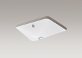 Kohler® 5400-0 Bathroom Sink, Rectangular Shape, 18-9/16 in W x 15-3/4 in D x 6-5/16 in H, Drop-In/Undermount Mounting, Enameled Cast Iron, White