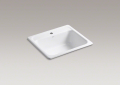 Kohler® 5964-1-0 Mayfield™ Kitchen Sink, White, Rectangular Shape, 22 in L x 15 in W Bowl x 7-3/4 in D Bowl, 1 Faucet Holes, 25 in L x 22 in W x 8-3/4 in H, Top Mounting, Enameled Cast Iron
