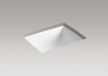 Kohler® 2339-0 Memoirs® Bathroom Sink With Overflow, Rectangular Shape, 20-11/16 in W x 17-5/16 in D x 8-5/8 in H, Undermount Mounting, Vitreous China, White