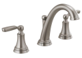 DELTA® 3532LF-SSMPU 3532 Woodhurst™ Widespread Bathroom Faucet, 1.2 gpm Flow Rate, 4-7/16 in H Spout, 4-1/2 to 16 in Center, Stainless, 2 Handles, Metal Pop-Up Drain, Import