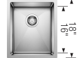 Blanco 516225 PRECISION™ R10 STELLART™ Small Kitchen Sink, Satin Polished, Rectangle Shape, 13 in L x 16 in W x 10 in D Bowl, 15 in L x 18 in W, Under Mount, 18 ga 304 Stainless Steel