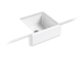 Kohler® 5665-0 Whitehaven® Self-Trimming Kitchen Sink With Tall Apron, Rectangular Shape, 21-9/16 in W x 9-5/8 in H, Reinforced Base Mount, Enameled Cast Iron, White