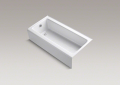 Kohler® 837-0 Bellwether® Bathtub With Integral Apron, Soaking Hydrotherapy, Rectangular Shape, 60 in L x 30-1/4 in W, Left Drain, Enamel Coated/White
