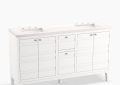 Kohler K-33527-ASB-0 Helst(TM) 60" Bathroom Vanity Cabinet with Sinks and Quartz Top - White