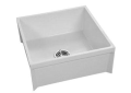 FIAT® MSB2424 Mop Service Basin, Squared Shape, 24-3/16 in W x 24-3/16 in D x 10 in H, Molded Stone, White