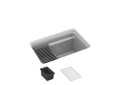 Kohler® 27787-CM4 27787 Cairn® Offset Drain Kitchen Sink, Matte Grey, Rectangular Shape, 24-3/8 in L x 15-3/8 in W Bowl x 12 in D Bowl, 0 Faucet Holes, 12-5/8 in H x 18-5/16 in W x 27-1/2 in L, Undermount Mounting, Neoroc Composite