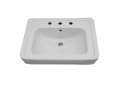 Barclay B/3-668WH Sussex™ 660 Lavatory Basin Only, Rectangle Shape, 8 in Faucet Hole Spacing, 26 in W x 20 in D, Wall Mount, Vitreous China, White, Import