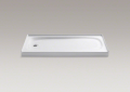Kohler® 9053-0 Salient® Single Threshold Shower Base, White, Left Drain, 60 in L x 30 in W x 3-3/4 in D