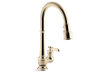 Kohler® 99260-AF 99260 Artifacts® Pull Down Kitchen Sink Faucet, 1.5 gpm Flow Rate, Vibrant French Gold, 1 Handles, 1 Faucet Holes