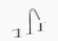 Kohler® 942-4-CP Stillness® Widespread Bathroom Sink Faucet, 1.2 gpm Flow Rate, 4-1/2 in H Spout, 8 to 16 in Center, Polished Chrome, 2 Handles, Pop-Up Drain