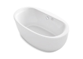 Kohler K-1967-GH-0 Sunstruck(R) 65-1/2" x 35-1/2" Oval Freestanding Heated BubbleMassage(TM) Air Bath with Fluted Shroud - White