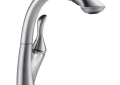DELTA® 4153-AR-DST Linden™ Kitchen Faucet, Commercial, 1.5 gpm Flow Rate, 360 deg High-Arc Spout, Arctic™ Stainless Steel, 1 Handles, 1/3 Faucet Holes, Domestic