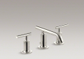 Kohler® 14410-4-SN Widespread Bathroom Sink Faucet, Purist®, 1.2 gpm Flow Rate, 2-3/8 in H Spout, 8 to 16 in Center, Vibrant® Polished Nickel, 2 Handles, Pop-Up Drain