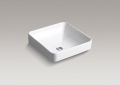 Kohler® 2661-0 Vox® Vessel Bathroom Sink With Overflow, Squared Shape, 16-1/4 in W x 16-1/4 in D x 6-3/4 in H, Vitreous China, White