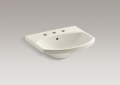 Kohler® 2363-8-96 Cimarron® Bathroom Sink Basin With Overflow Drain, Arched Shape, 4 in Faucet Hole Spacing, 22-3/4 in W x 18-7/8 in D x 7-11/16 in H, Wall Mount, Vitreous China, Biscuit
