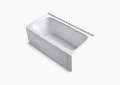 Kohler® 1150-RA-0 Bancroft® Bathtub With Integral Apron and Integral Flange, Soaking Hydrotherapy, Rectangle Shape, 60 in L x 32 in W, Right Drain, White