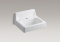Kohler® 2805-0 Hudson™ Bathroom Sink With Overflow, Rectangular Shape, 19 in W x 17 in D, Wall Mounting, Cast Iron, White