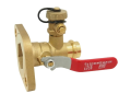 Red and White 2422F-3/4 EzPress Brass 3/4 inch Press Circulator Full Port Ball Valve Rotating Flange with Drain, Cap, Nuts and Bolts