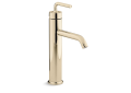 Kohler® 14404-4A-AF 14402-4A Purist® Tall Single Handle Bathroom Sink Faucet, 1.2 gpm Flow Rate, 6-1/2 in H Spout, 1 Handles, Touch-Activated Drain, 1 Faucet Holes, Vibrant French Gold