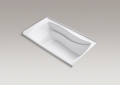 Kohler® 1229-R-0 Mariposa® Bathtub With Integral Flange, Soaking Hydrotherapy, Rectangle Shape, 66 in L x 36 in W, Right Drain, White