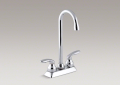 Kohler® 15275-4-CP Basic Centerset Bar Sink Faucet, Coralais®, Polished Chrome, 2 Handle, 4 in Center, 1.5 gpm