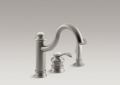 Kohler 12185-BN Single-Control Remote Valve Kitchen Sink Faucet with Sidespray and Lever Handle