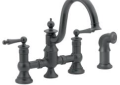 Moen® S713WR Waterhill™ Bridge Kitchen Faucet, 1.5 gpm Flow Rate, 8 in Center, Wrought Iron, 2 Handles, Domestic