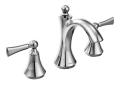 Moen® T4520 Wynford™ Bathroom Faucet, 1.2 gpm Flow Rate, 4-3/8 in H Spout, 8 to 16 in Center, Chrome, 2 Handles, Pop-Up Drain, Import