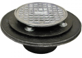 IPS 67154 AB&A 2 inch Female Cast Iron Round Floor Drain with Clamping Collar - Chrome