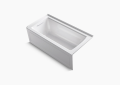 Kohler® 1946-LA-0 Archer® Bathtub With Integral Apron and Integral Flange, Soaking Hydrotherapy, Rectangular Shape, 60 in L x 30 in W, Left Drain, White
