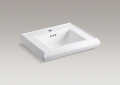 Kohler® 2239-1-0 Memoirs® Bathroom Sink Basin With Overflow Drain, Rectangular Shape, 24 in W x 19-3/4 in D x 8 in H, Wall Mount, Fireclay, White