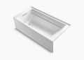Kohler® 1125-LA-0 Archer® Bathtub With Integral Apron, Soaking Hydrotherapy, Rectangle Shape, 72 in L x 36 in W, Left Drain, White