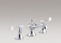 Kohler 16102-4-CP Widespread Lavatory Faucet, Scroll Lever Handles