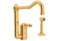 Rohl® A3608LMWSIB-2 Acqui Traditional Kitchen Faucet, 1.5 gpm Flow Rate, Column Spout, Italian Brass