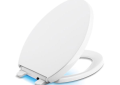 Kohler® 75792-0 Reveal® NightLight Quiet-Close™ Toilet Seat With Lid and Grip-Tight Bumper, Elongated Bowl, Closed Front, Plastic, White, Quick Release Hinge