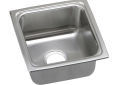 Elkay® LFR1515 Lustertone™ Classic Bar Sink, Squared Shape, 12 in L x 12 in W Bowl x 7-1/2 in D Bowl, 15 in L x 15 in W x 7-5/8 in D, Drop-In Mounting, Stainless Steel