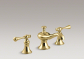 Kohler 16102-4A-PB Widespread Lavatory Faucet, Traditional Lever Handles