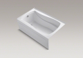 Kohler® 1242-LA-0 Mariposa® Bathtub With Integral Apron and Flange, Soaking Hydrotherapy, Rectangle Shape, 60 in L x 36 in W, Left Drain, White